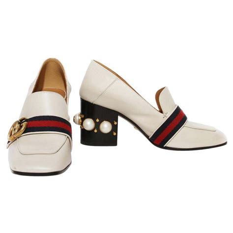 gucci womens backless loafers|Gucci pearl heel loafer.